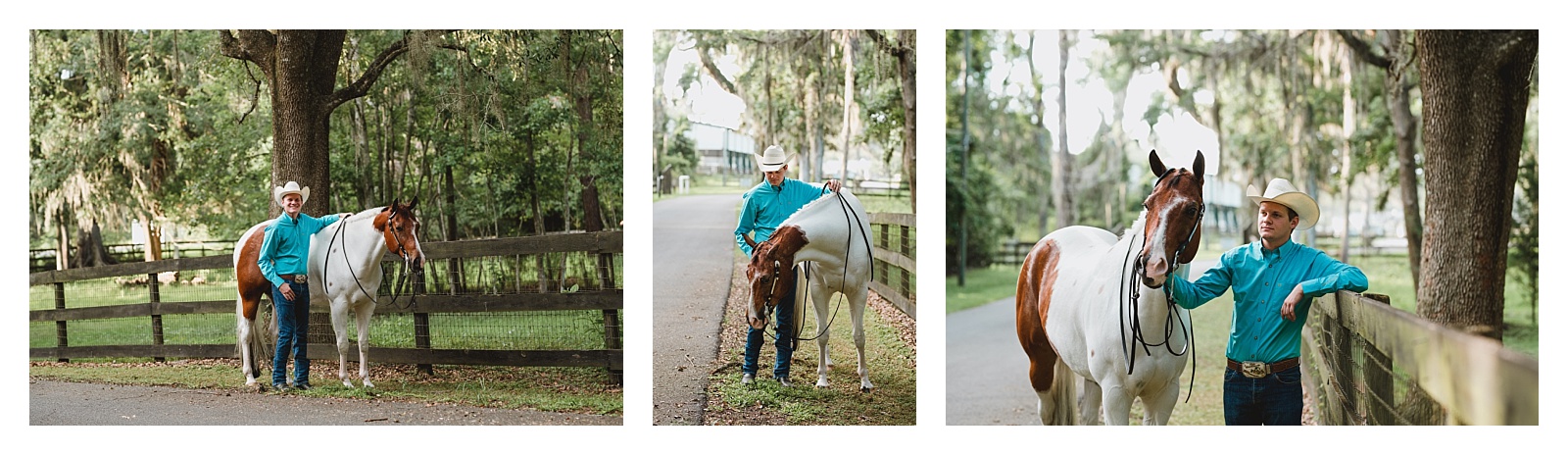 Portraits of a man with his horse.