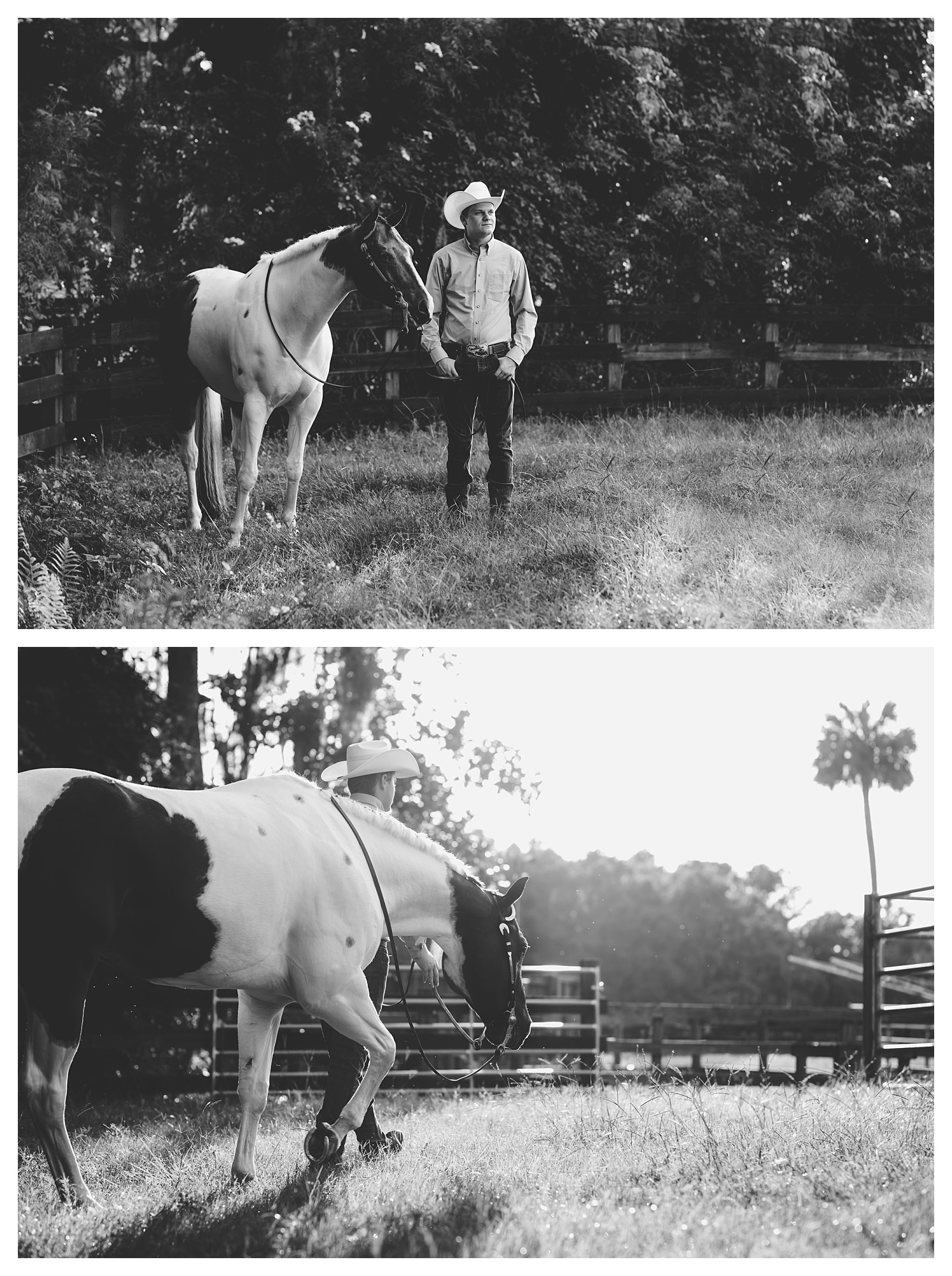 Black and white pictures of guy with his western pleasure horse.