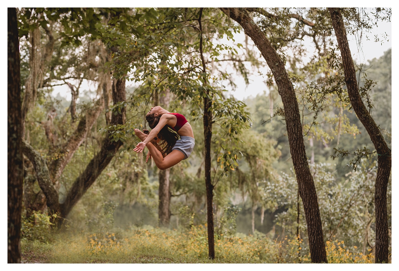 Dancer jumping during senior portraits. Shelly Williams Photography