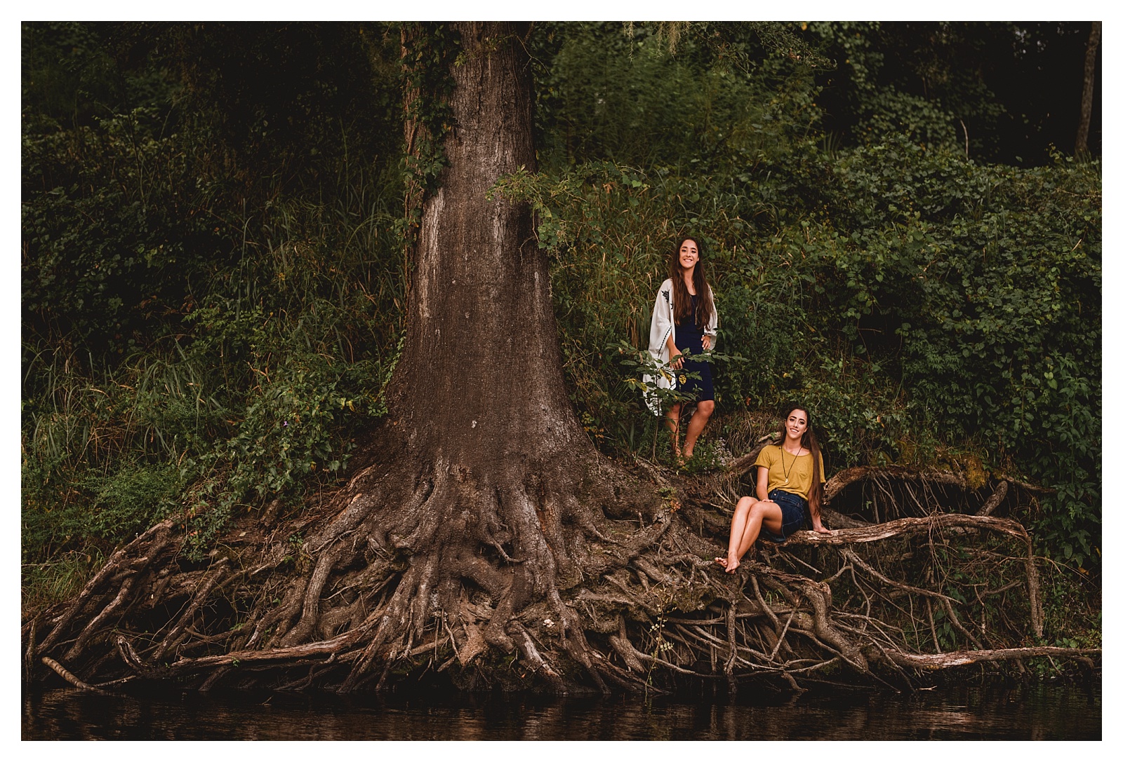 Twin senior girls along the Suwannee River. Shelly Williams Photography