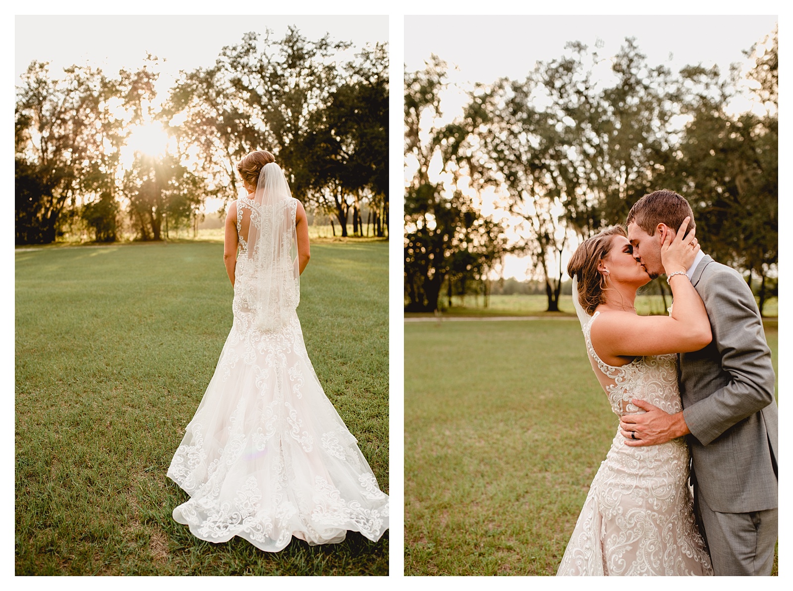 Bride and groom sunset portraits in North Florida. Shelly Williams Photography