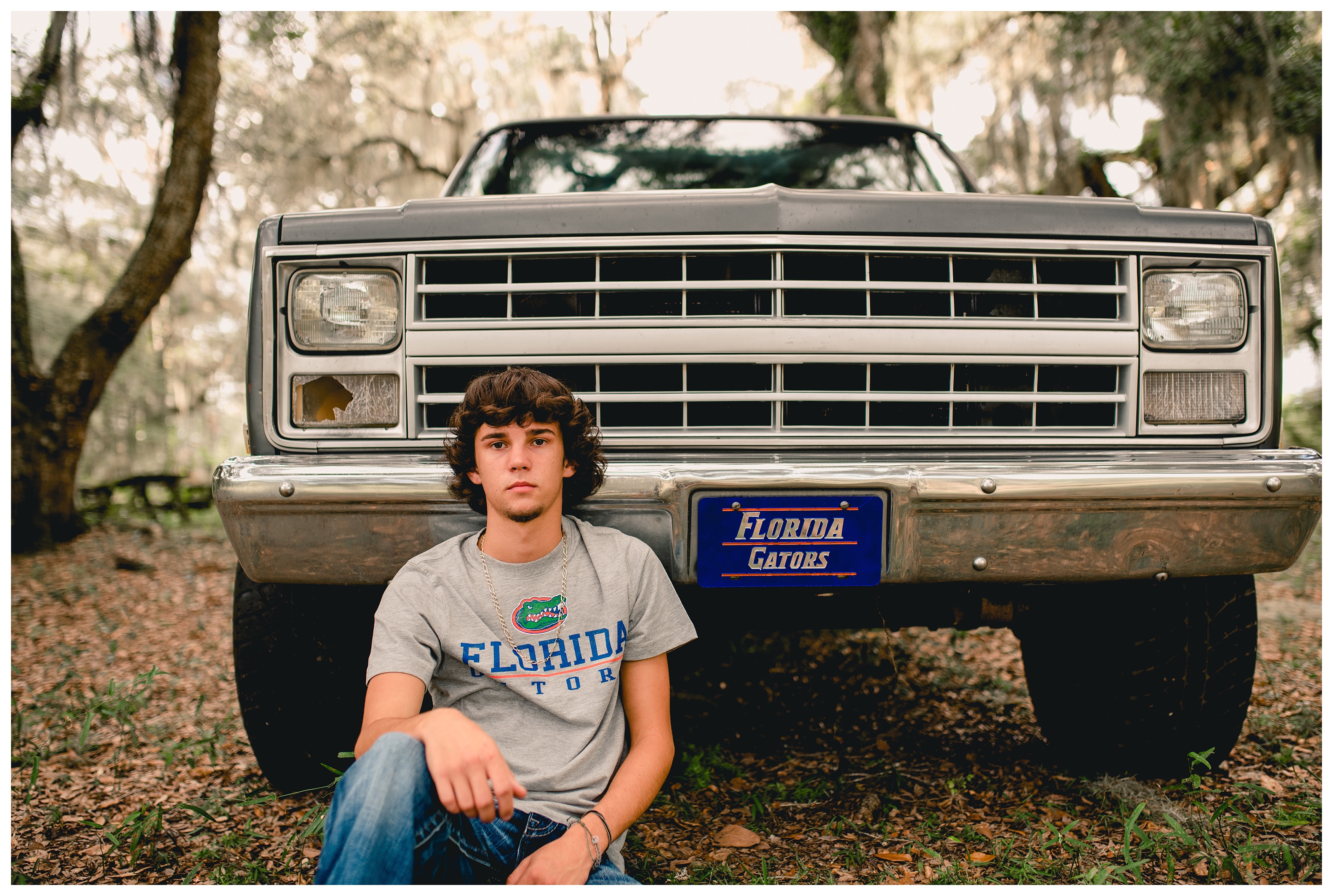 Old chevy truck and senior high school boy in Tallahassee, FL. Shelly Williams Photography