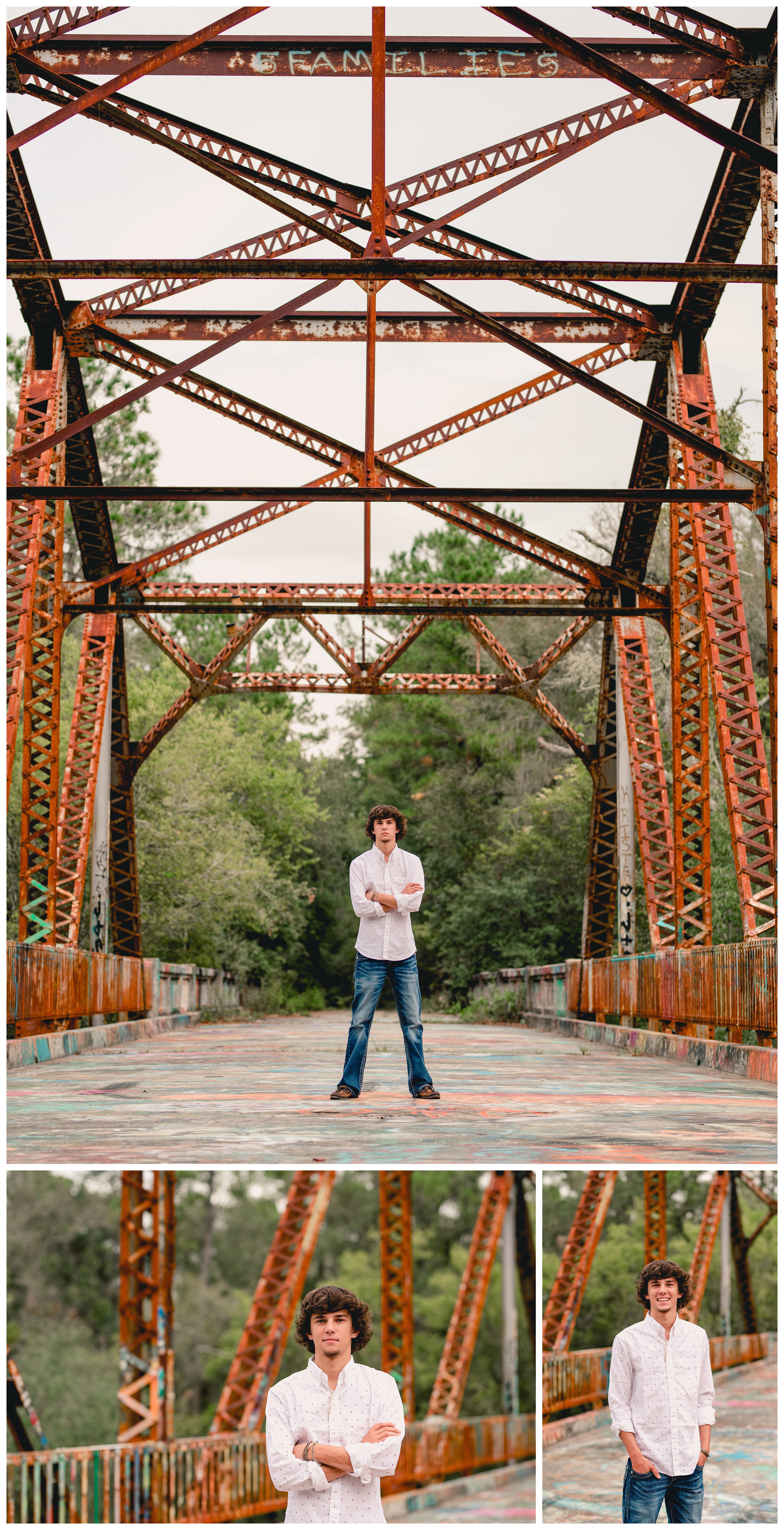 Old bridge in north florida used for senior boy portraits. Shelly Williams Photography