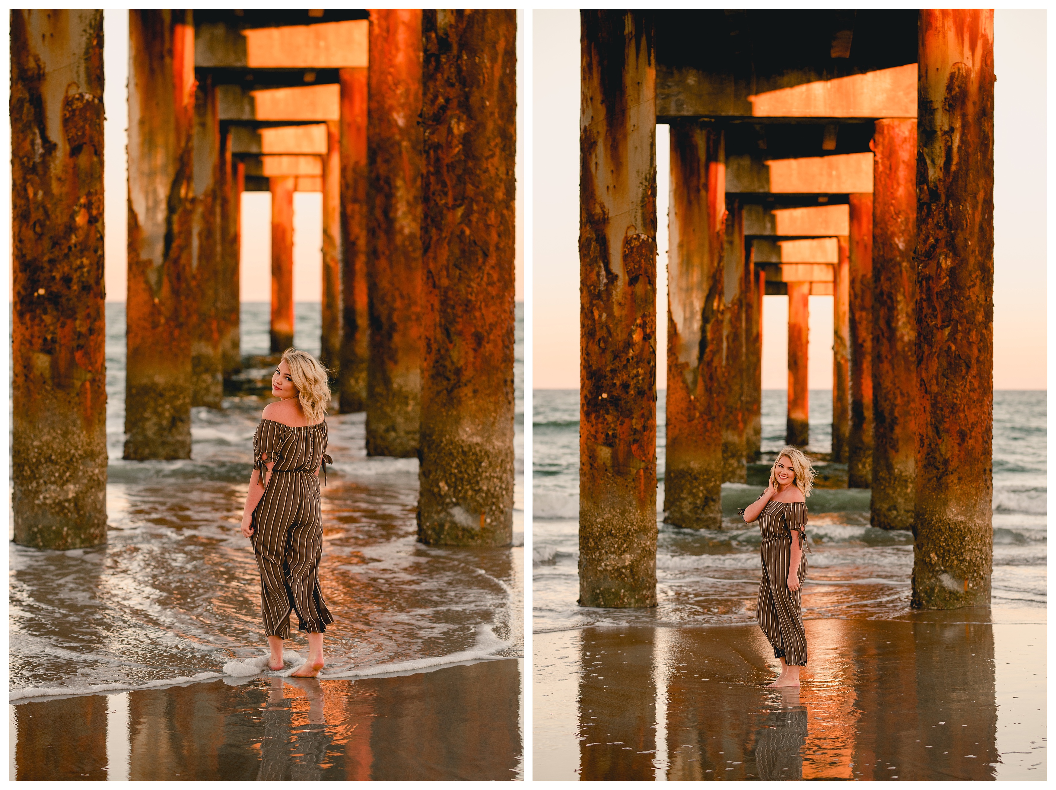 Senior pictures taken underneath the St. Augustine pier in Florida. Shelly Williams Photography