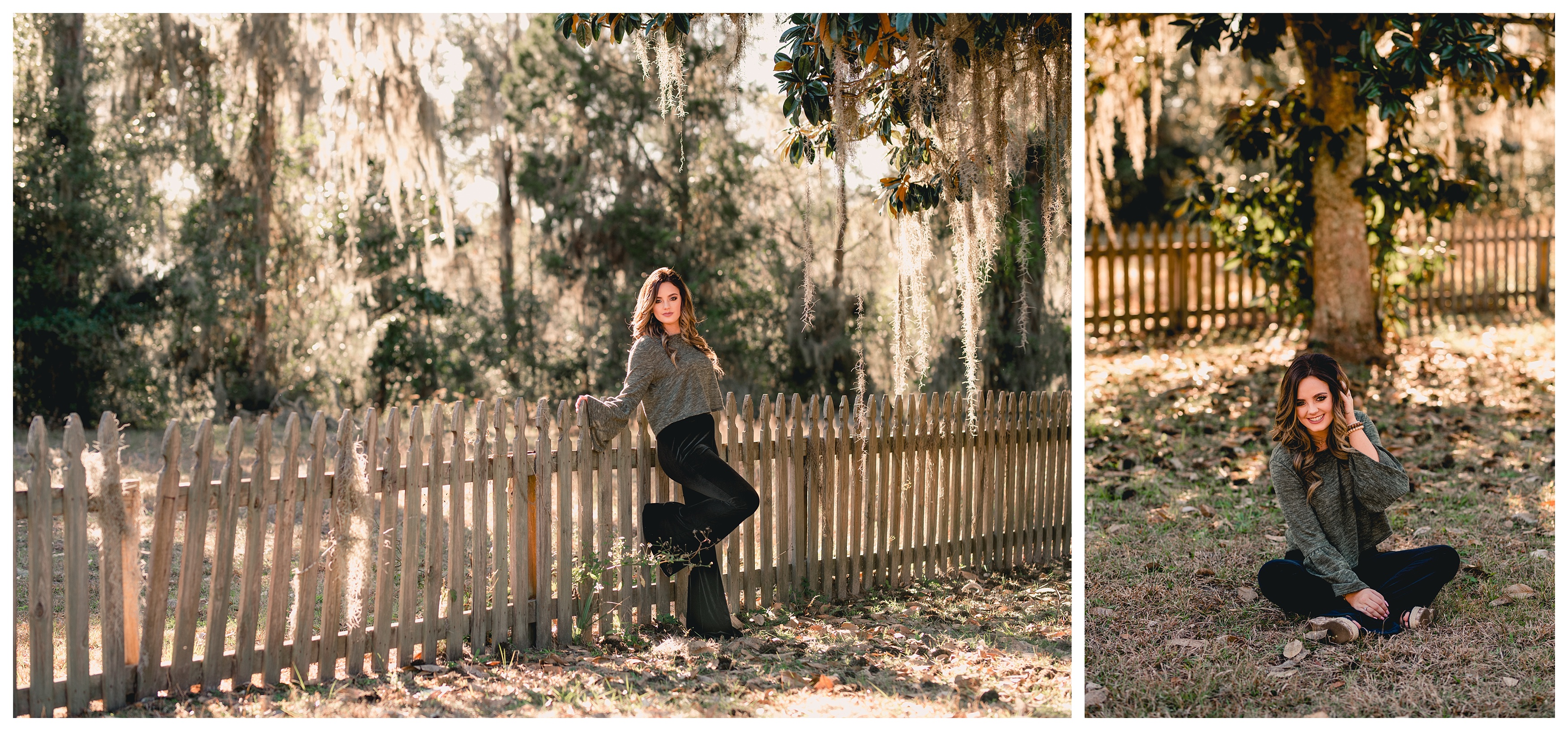 Picket fence and flare jeans for a high school senior styled session. Shelly Williams Photography