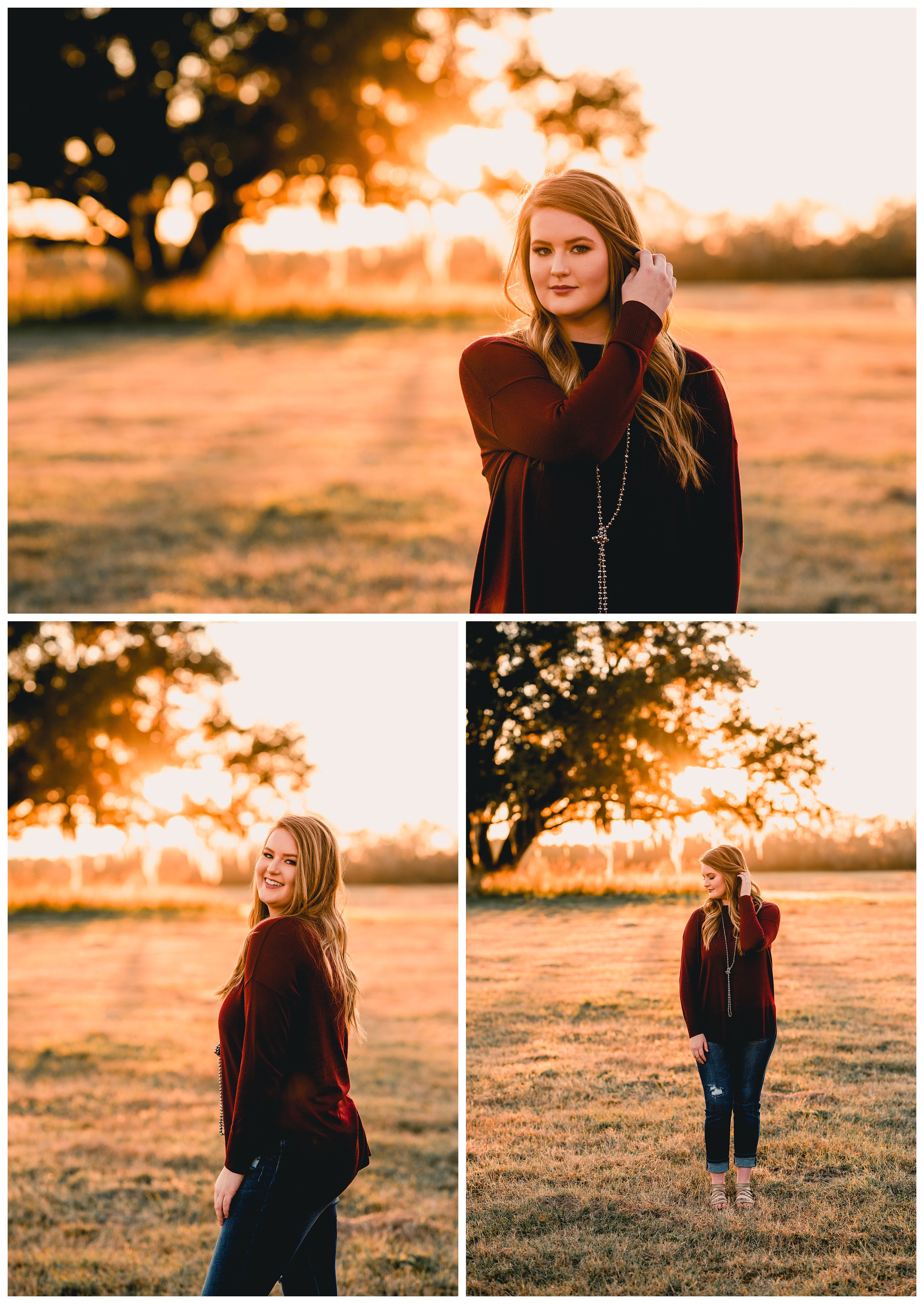 Sunset senior pictures on a farm in north Florida. Shelly Williams Photography