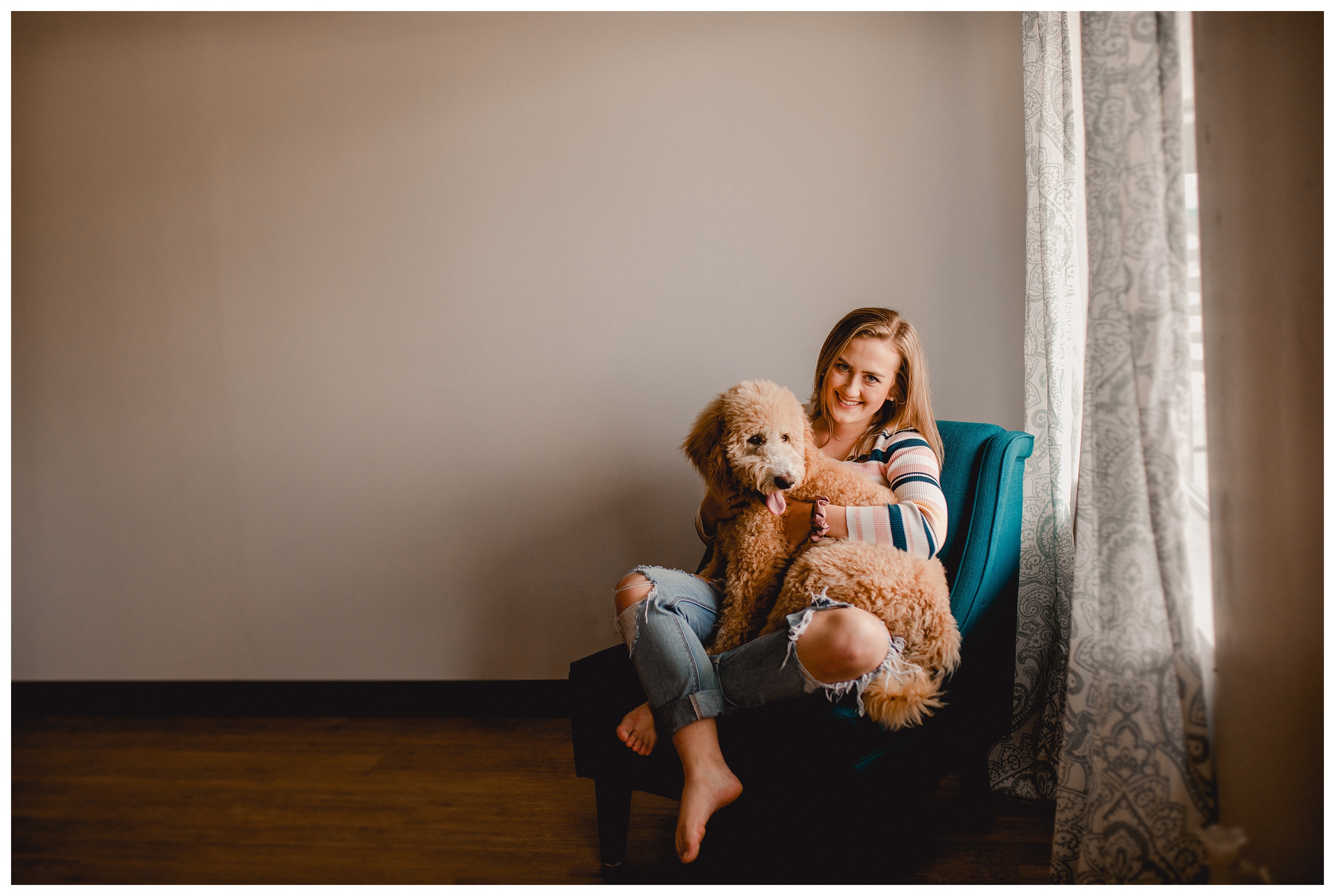 Cozy pet photography with pet and parent in North Florida. Shelly Williams Photography