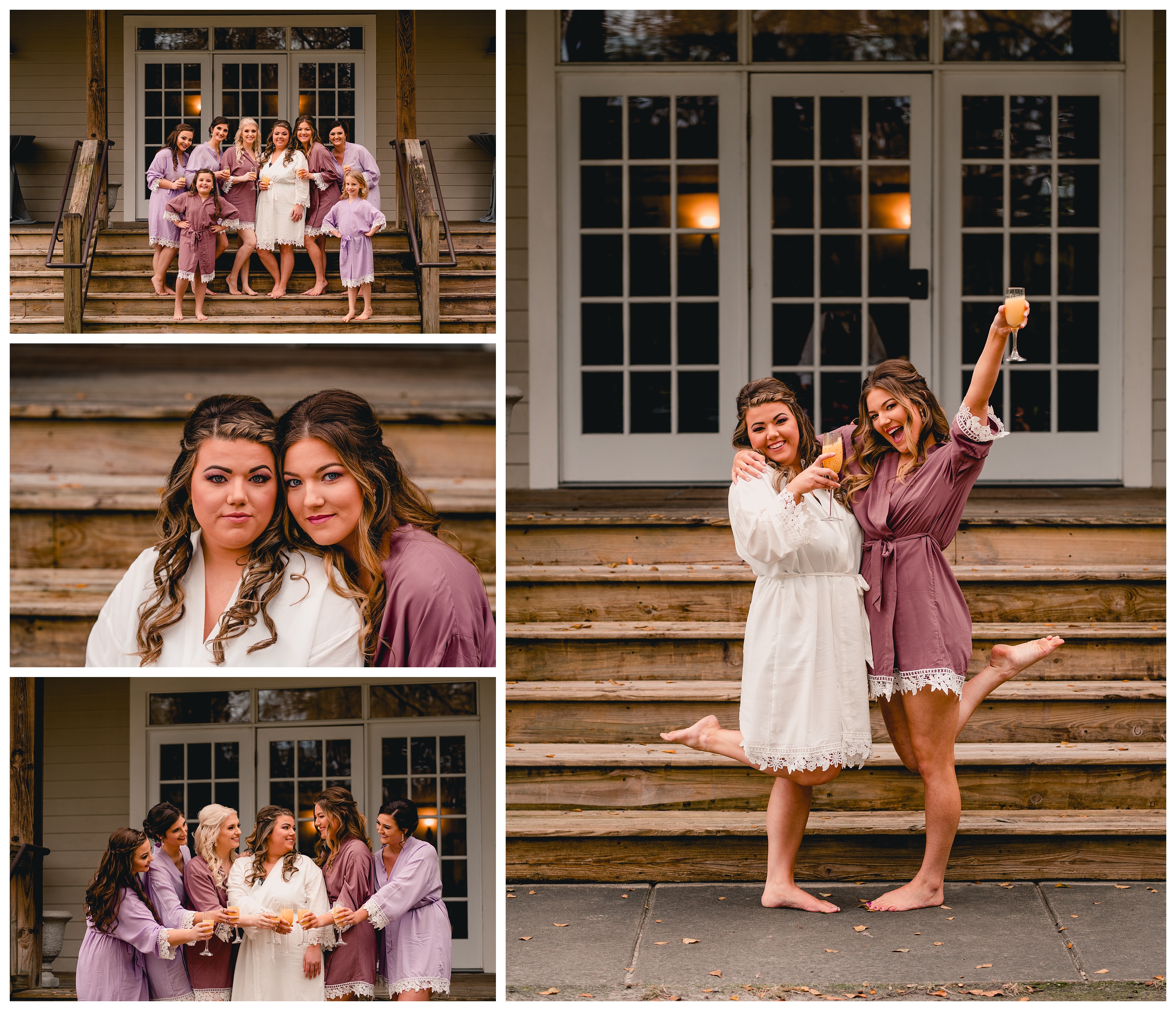 Robe photos of bride with her bridesmaids at Bradley's Pond in Tallahassee, FL. Shelly Williams Photography
