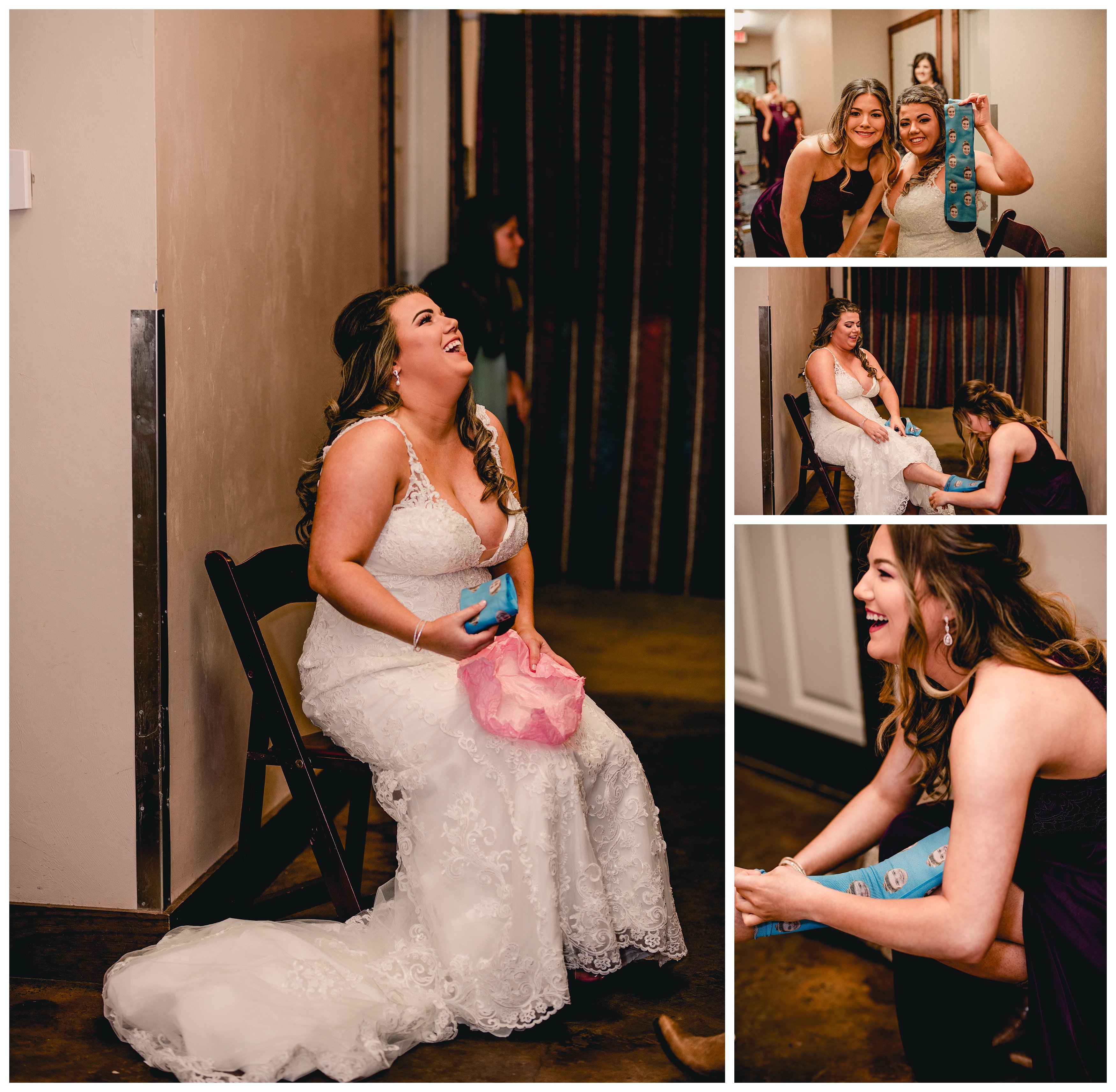 Funny gift from maid of honor during getting ready photos in Tallahassee, Florida. Shelly Williams Photography