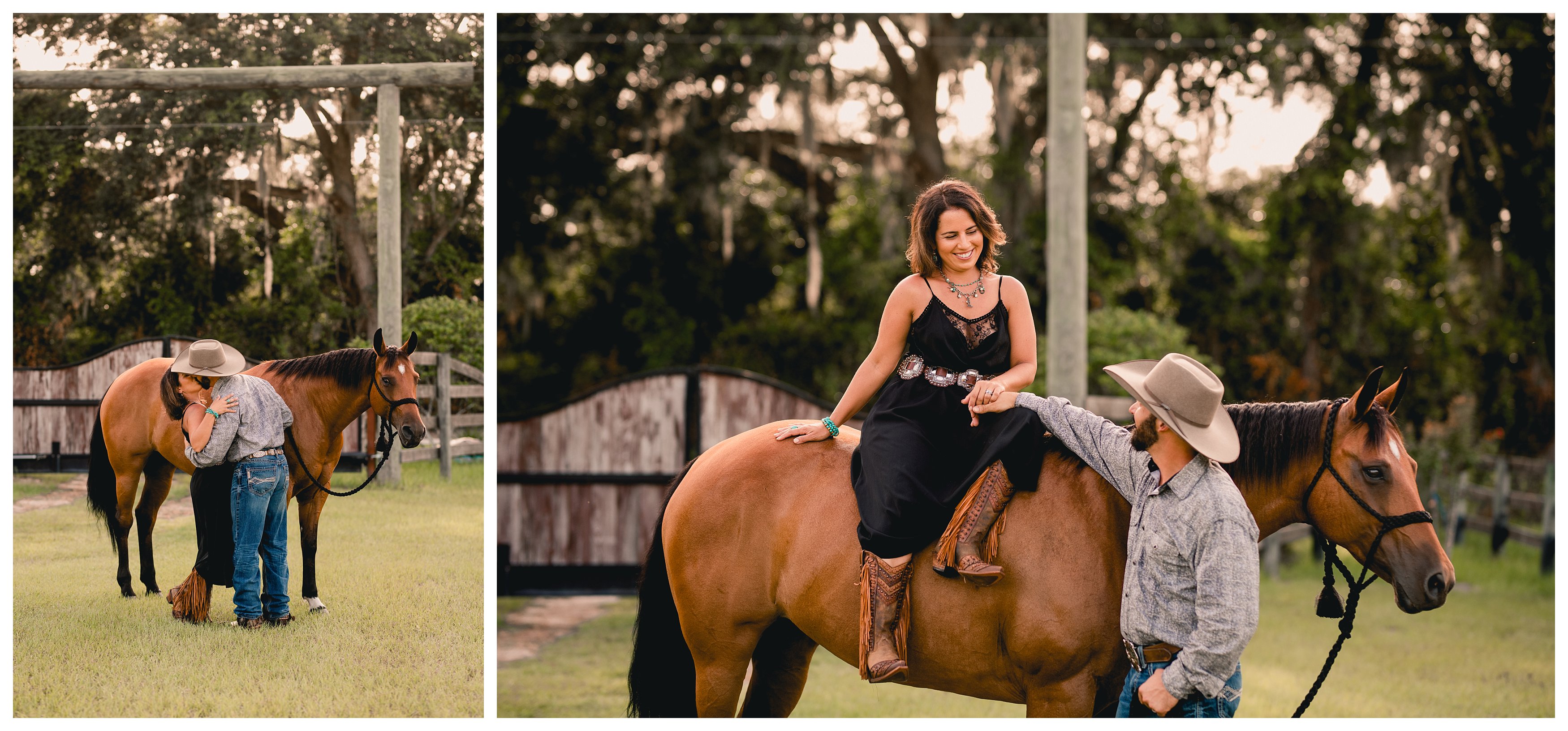 Beautifully lit couples photos with their horse in Gainesville, FL.