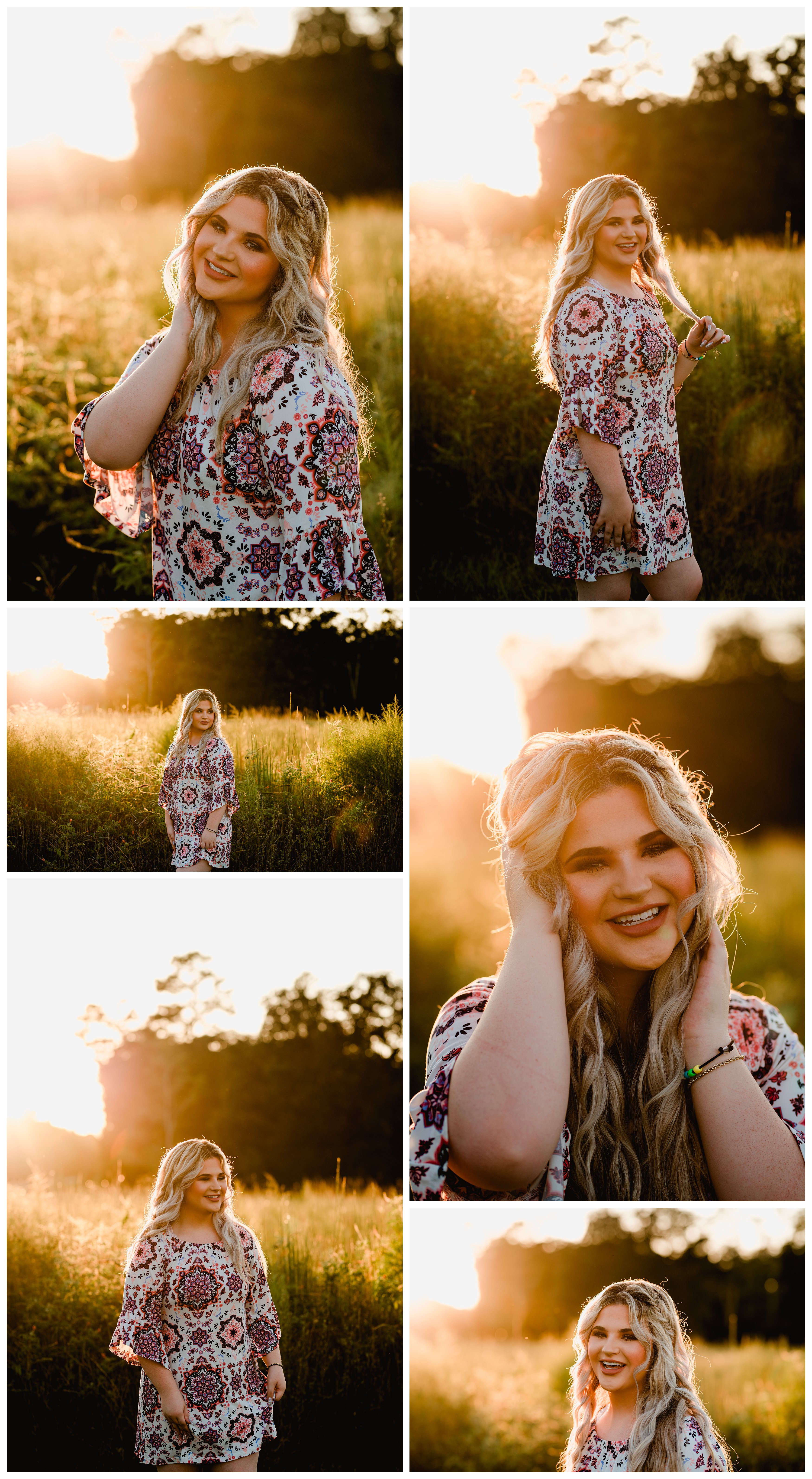 How to pose a senior in an open field during the golden hour by professional senior photographer in Florida.