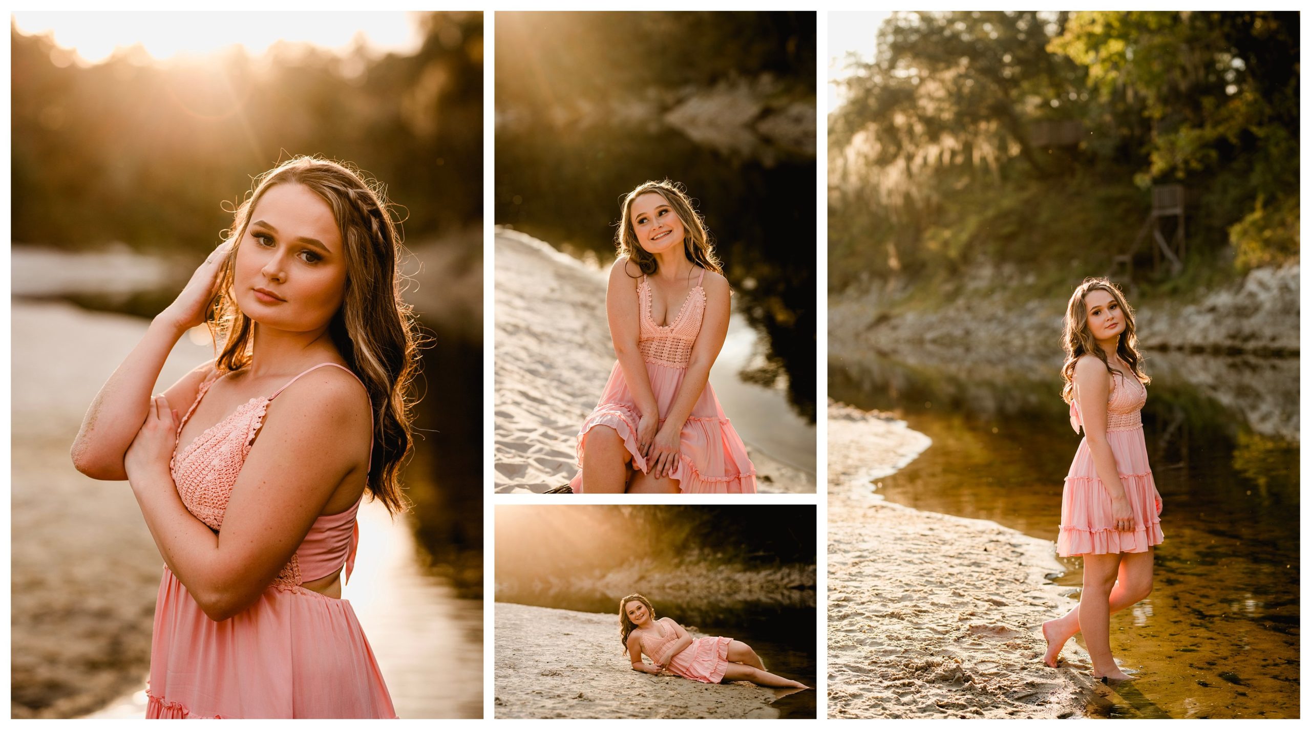 Natural senior posing ideas for river photos taken at the Suwannee river in Florida.