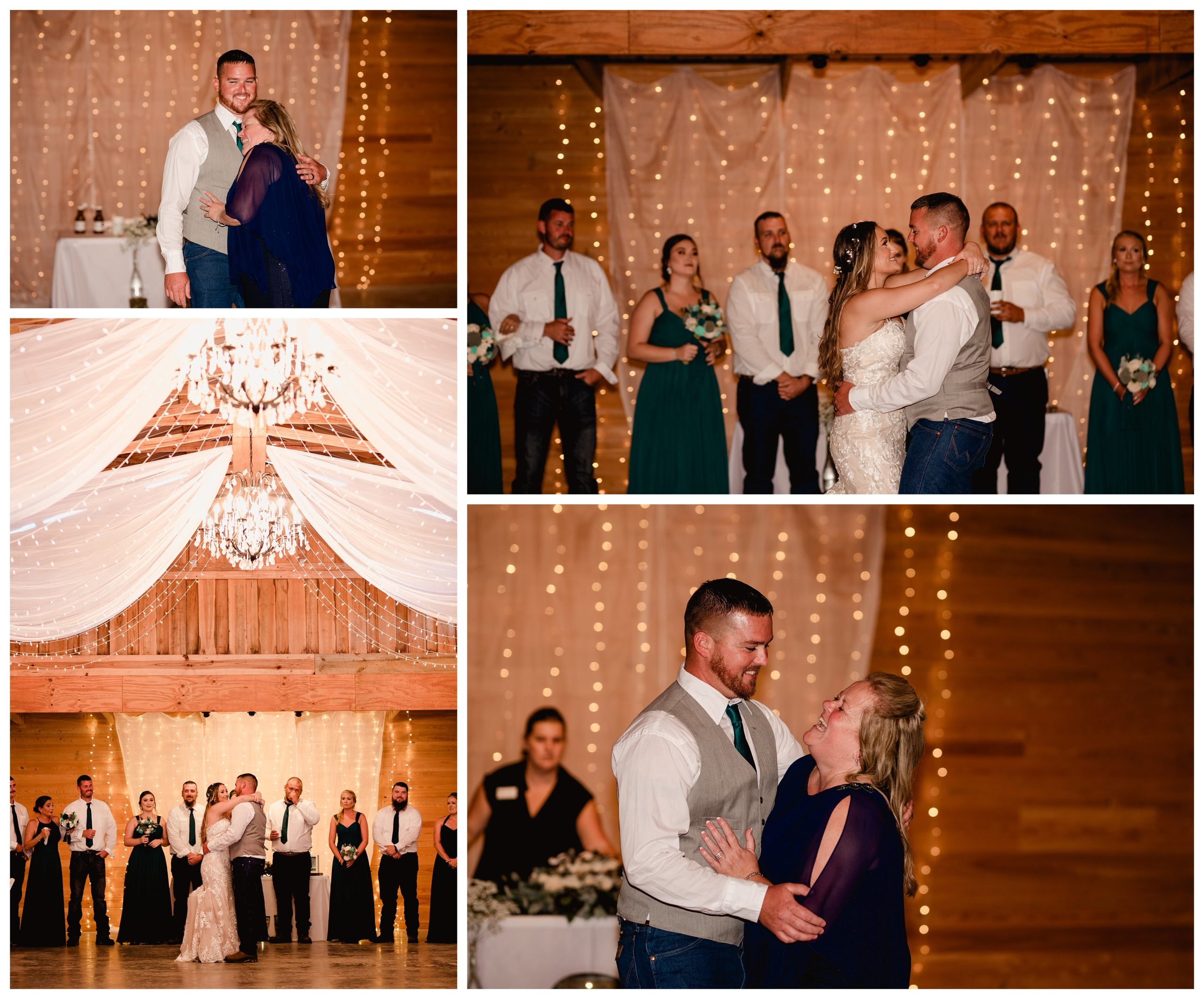 Wedding reception events including the first dance at Clark Plantation.
