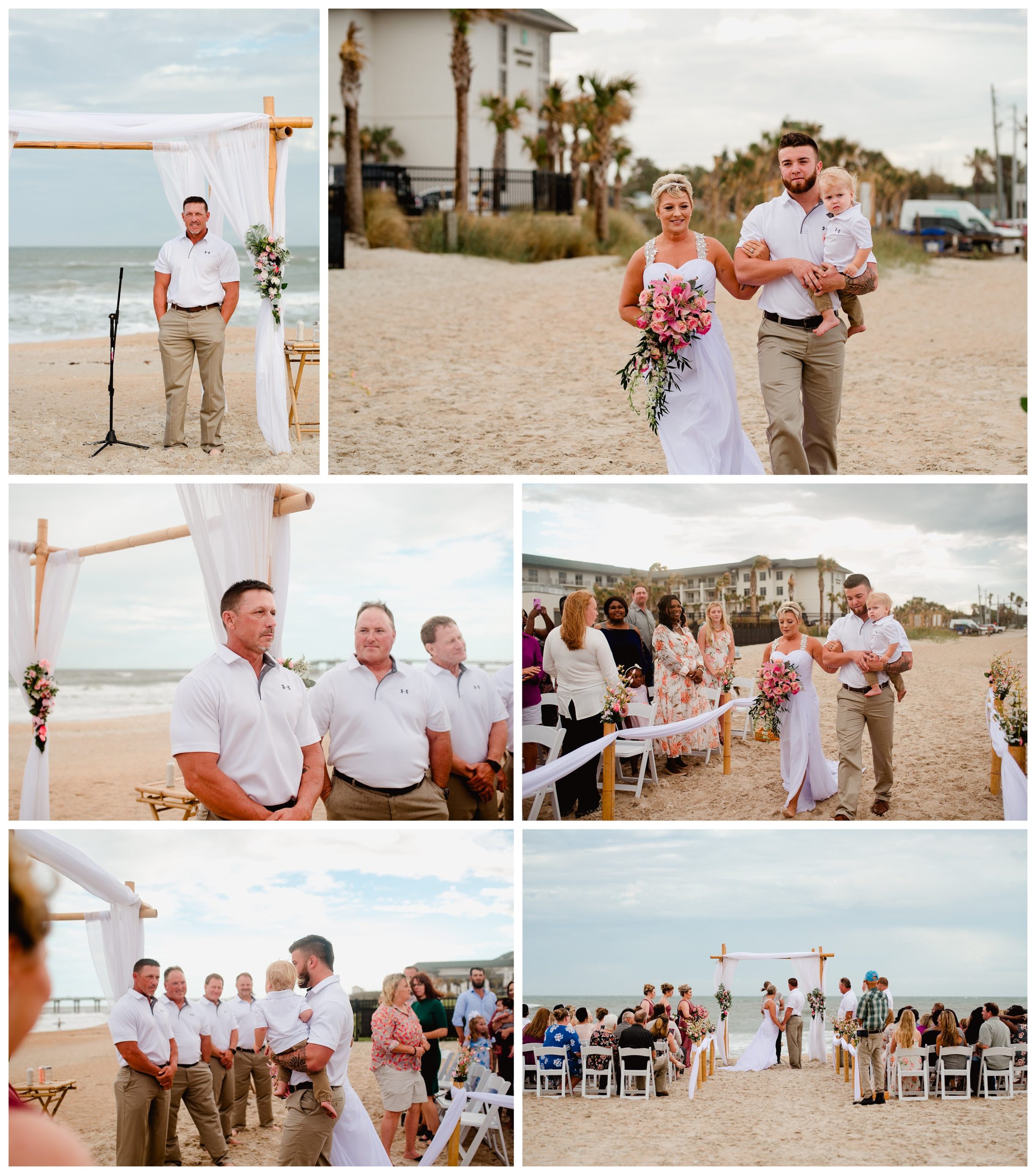Intimate small beach ceremony moments captured by lifestyle wedding photographer in North Florida.