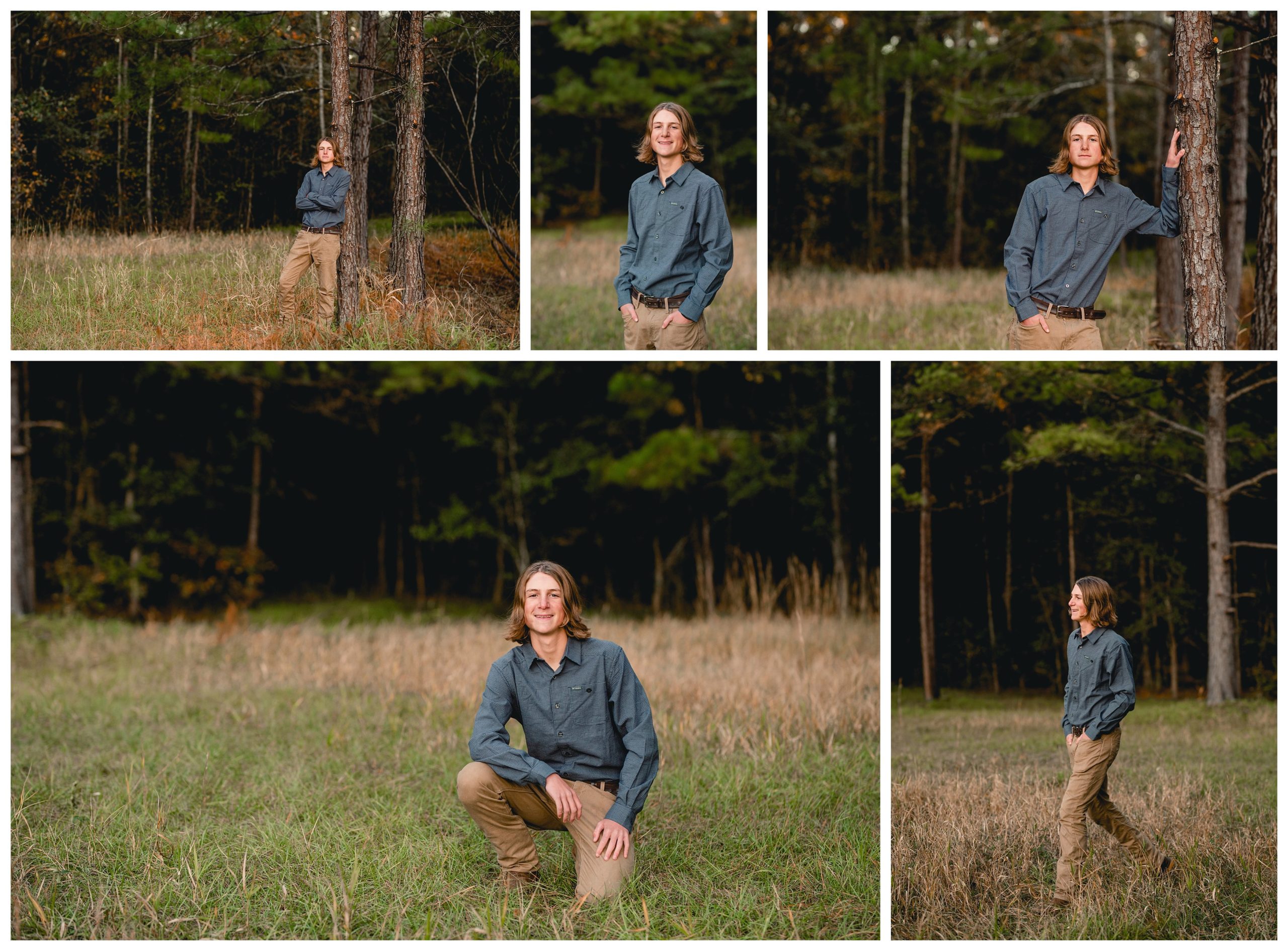 Male senior photos taken in a field by pro photographer in Live Oak, Florida.