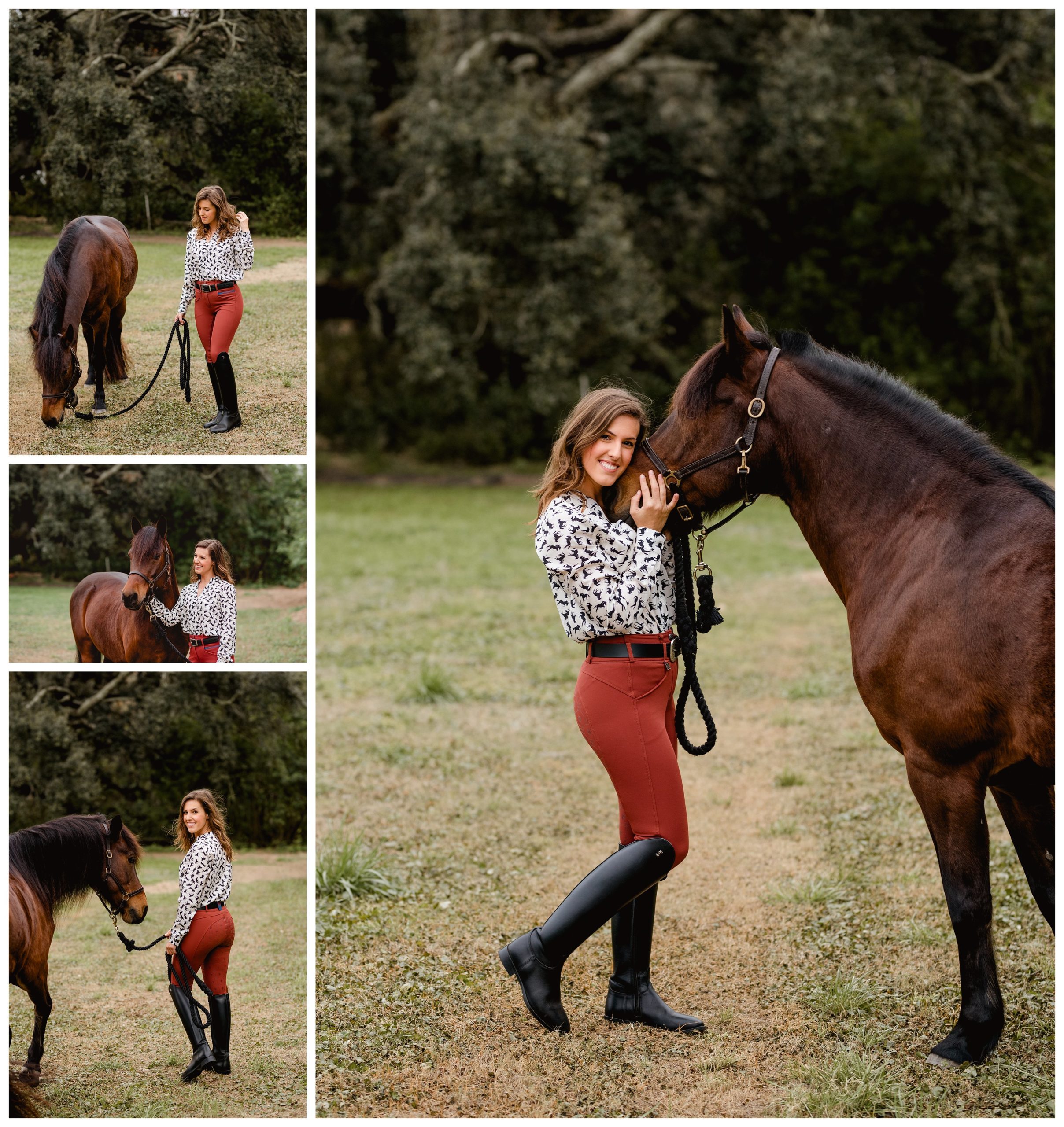 Professional photo shoot with horse pictures showing off ROMFH breeches.