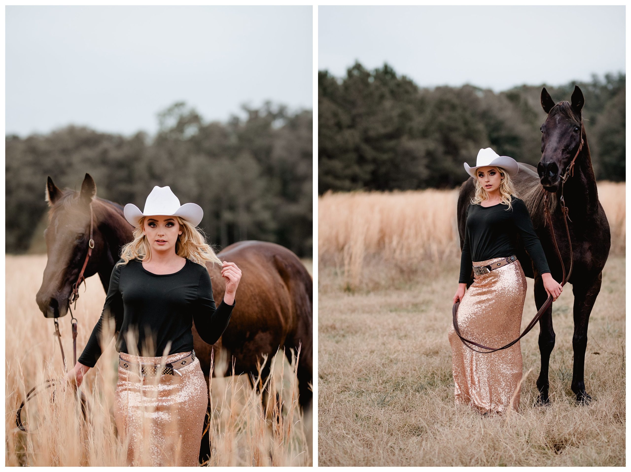 Western cowgirl models with horse for professional pictures with equine photographer.