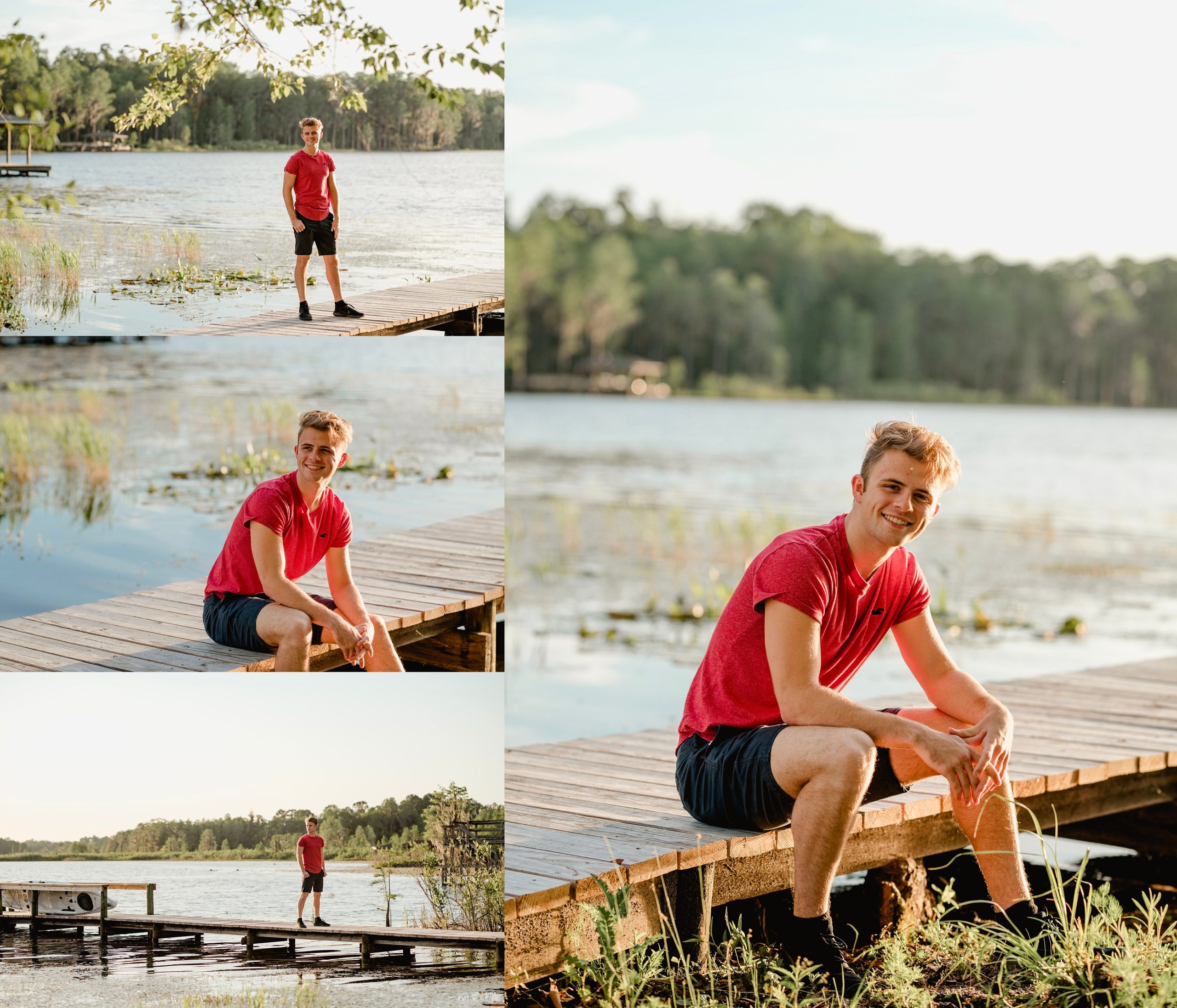 Senior boy on the lake for senior pictures.