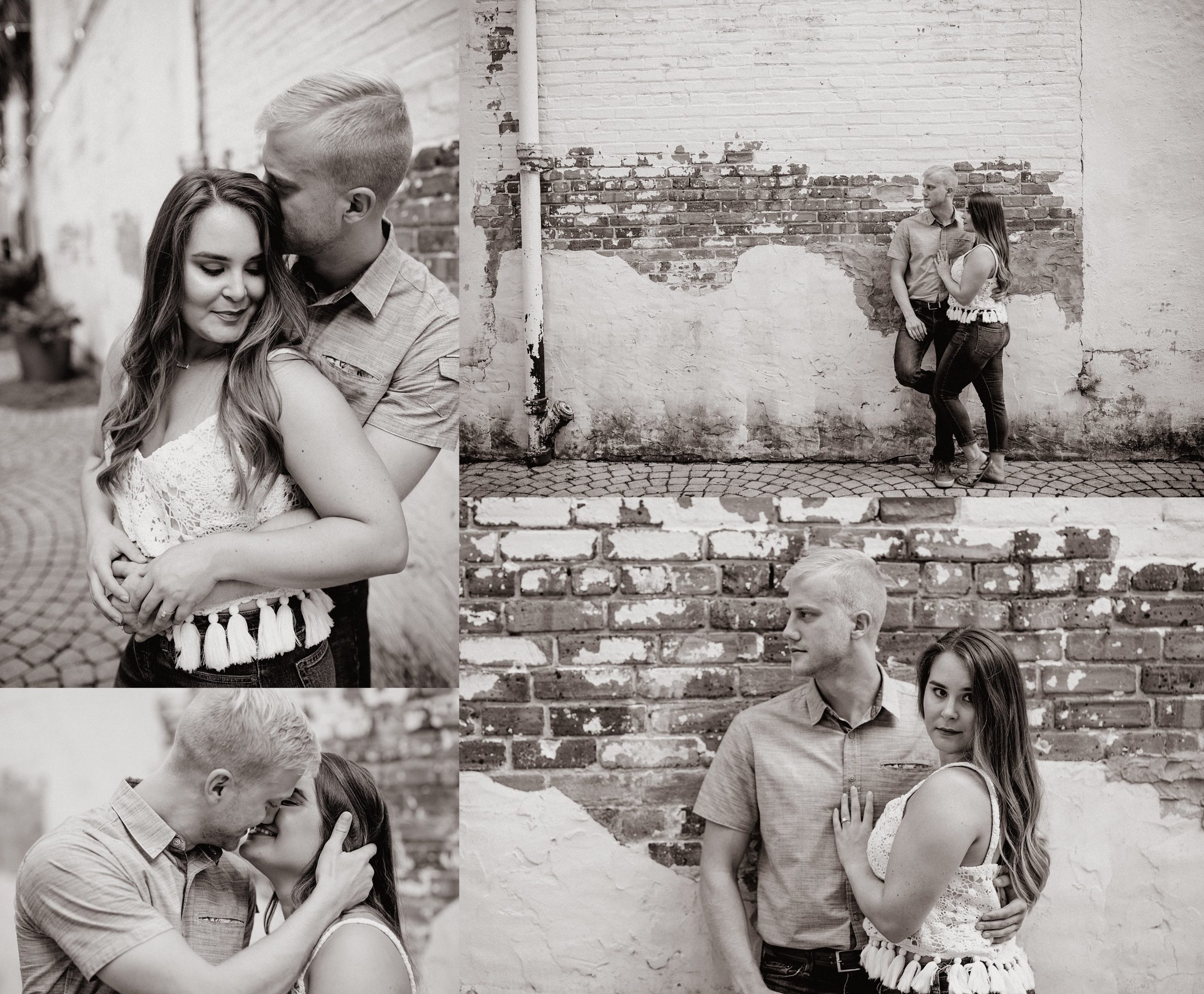 Engagement pictures in downtown Valdosta, GA in historic district.