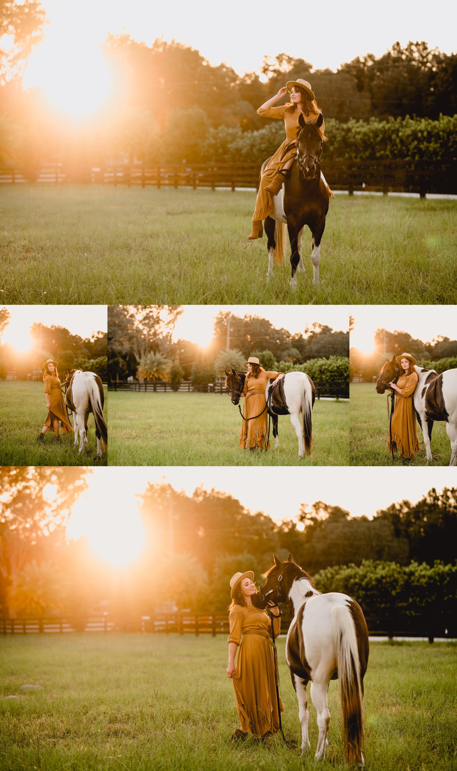 Ocala, FL golden hour photos with girl and her horse taken by professional Florida equine photographer.