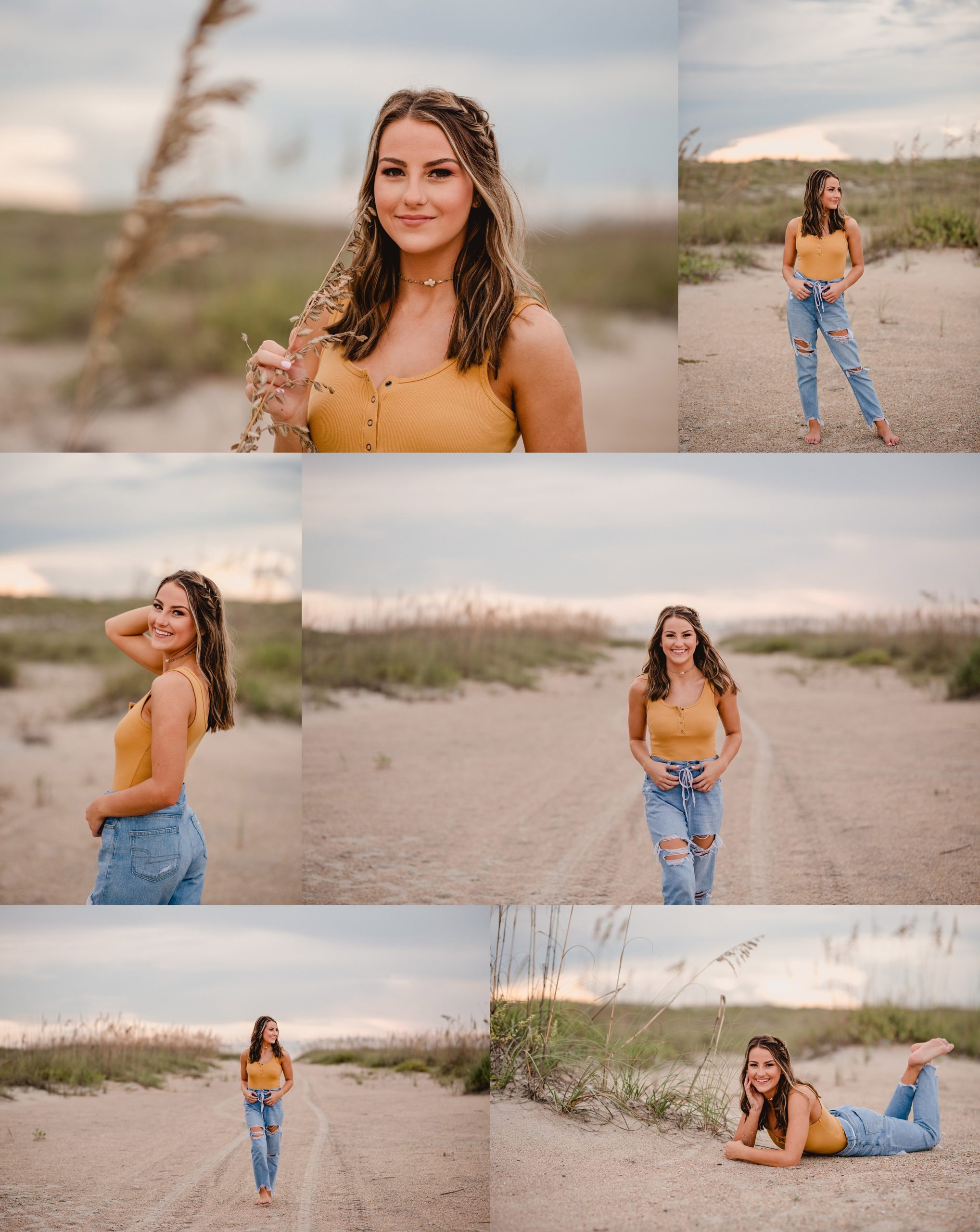 Beachy senior pictures with natural poses
