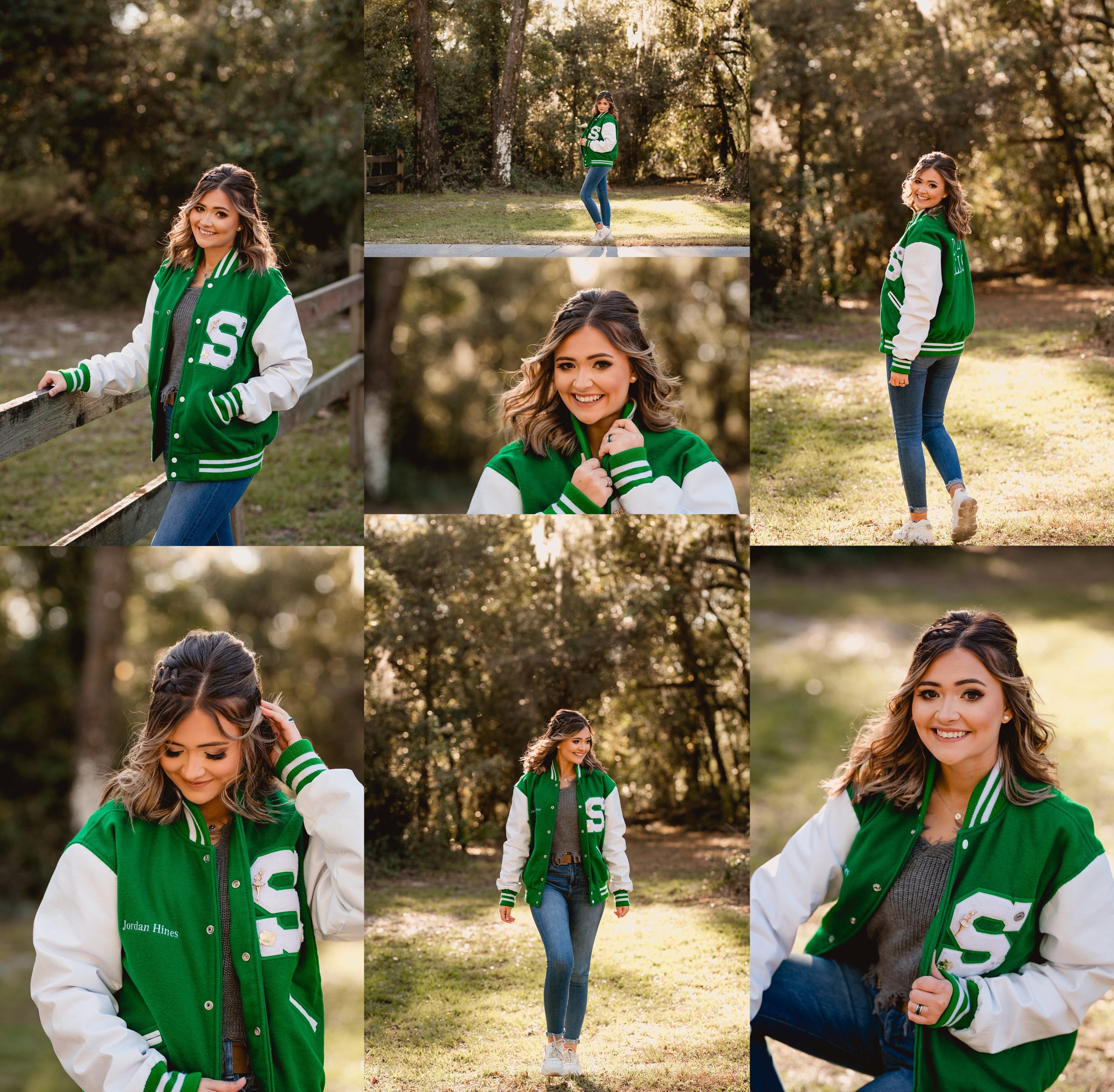 Poses to do during senior pictures with letterman jacket.