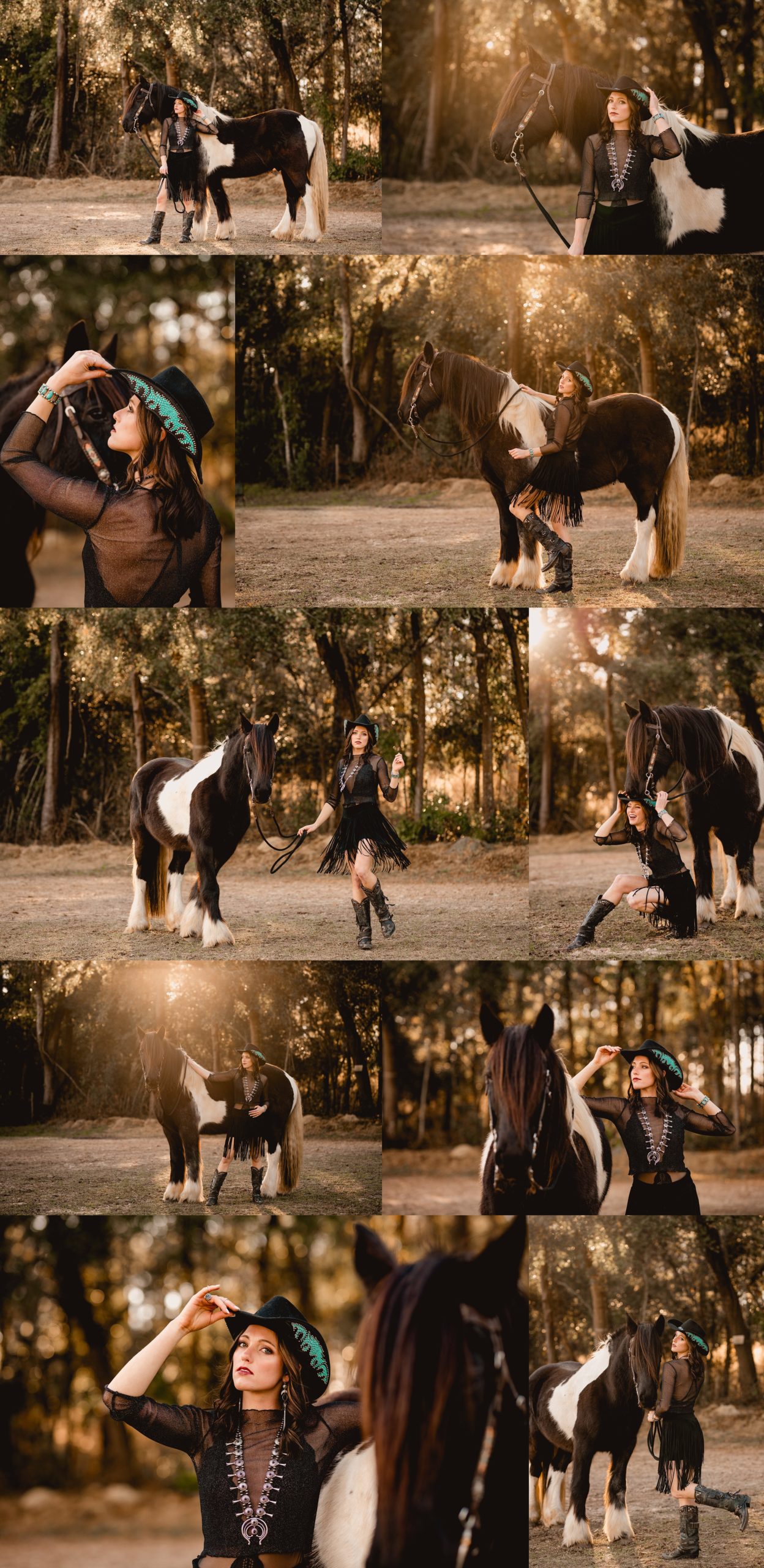 Gypsy Vanner horse photographer in North FL and South GA. Western outfit ideas. Cowgirl photosession with gypsy vanner horse. Old gringo boots