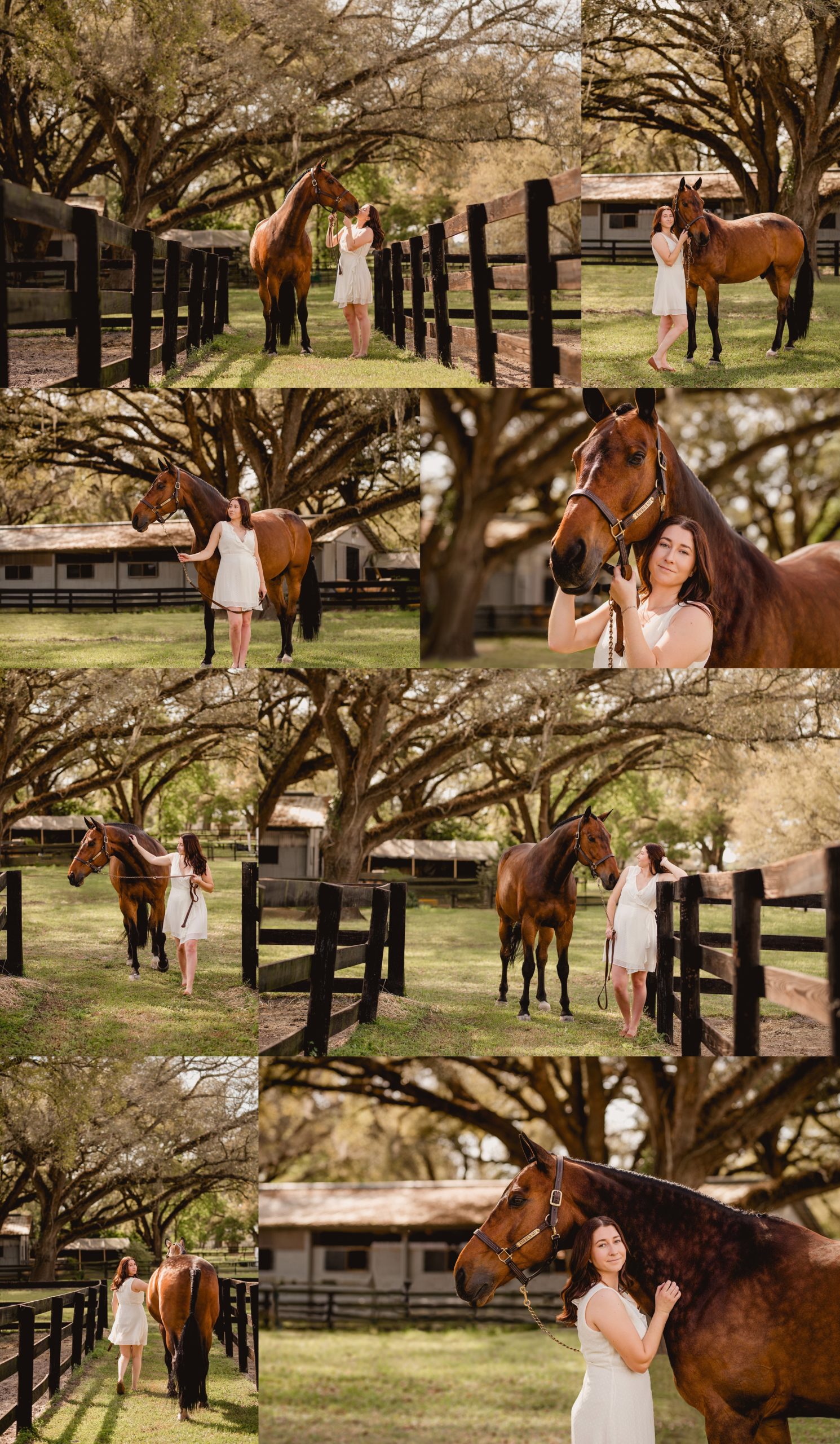 Professional equine photography in Florida shares posing tips for girls with their horses. HITS Ocala. White dress.