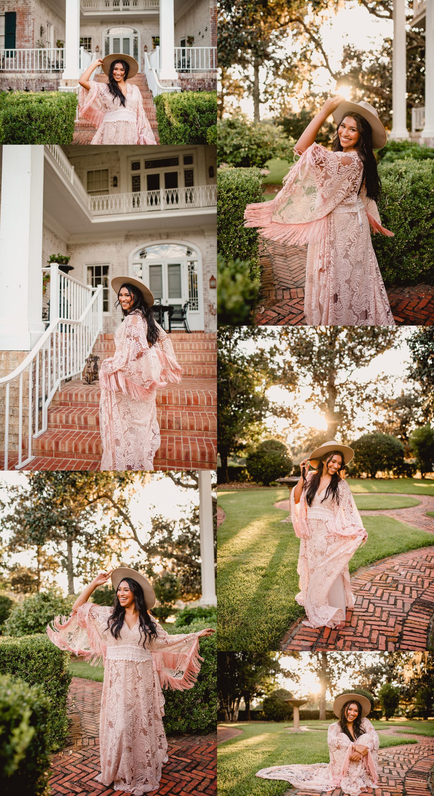 Photos taken near the main house at Pebble Hill Plantation. Boho senior with dress from Flutter Dress Rentals.