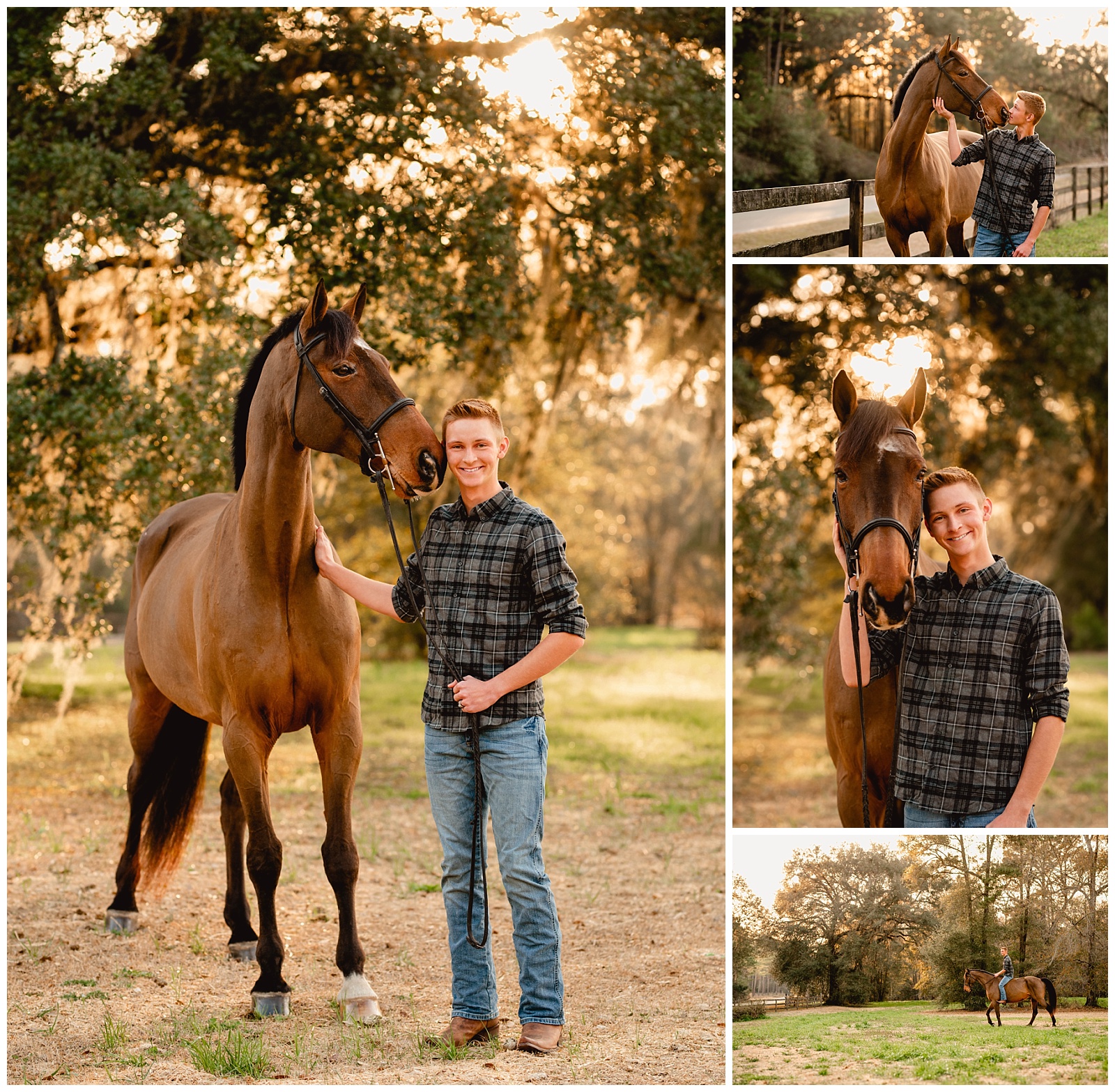Boy and his horse take equestrian horse and rider pictures together at Cavallo Farms, near Tallahassee, Florida.