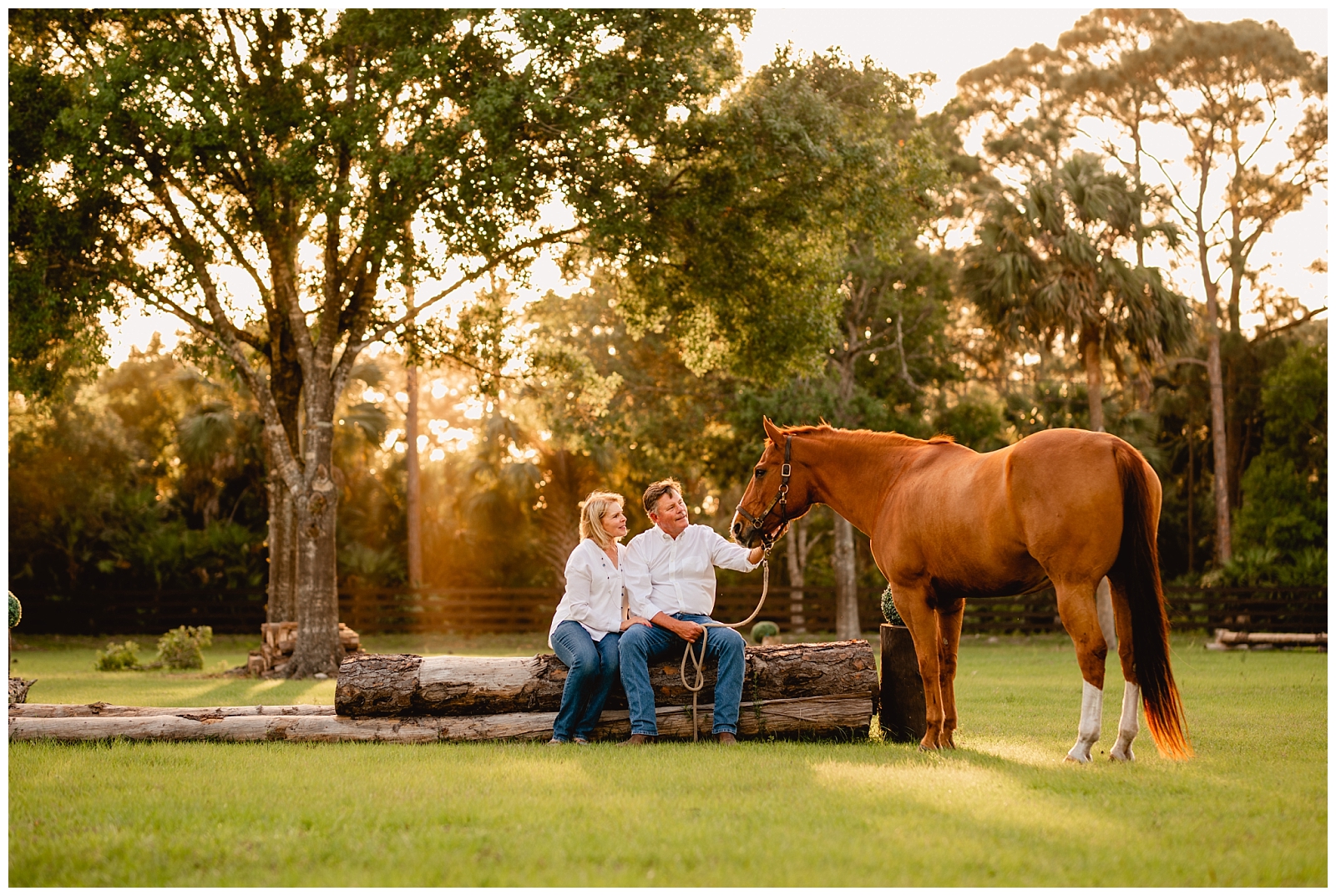Equestrian couples photoshoot near Jupiter, FL. - Julie, Mark, and Cayenne at Summerwood Stables